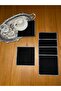 6Pcs Black Gardenia Linen Square Silver Embroidery Embroidered Cocktail Presentation Napkin - 2