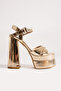 7-9900 Double Layer Platform High Thick Heeled Bridal/Evening Shoes - Gold Mirror - 6