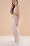 Cream Wide-Leg Waist Lace-Up Girls Cargo Pocket Jean Trousers 20133 - 3