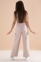 Cream Wide-Leg Waist Lace-Up Girls Cargo Pocket Jean Trousers 20133 - 6