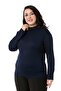 Large Size Half Fisherman Long Sleeve Viscose Navy Blue Body - 4