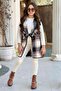 Girl's Plaid Print Vest Long Sleeve Combed Cotton Sweater White Tights Set - 3