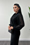 Double Breasted Neck Stone Detailed Dress - Black - 4