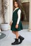Girl's Turtleneck Sweater V-Neck Vest with Belt Pleat Green Skirt Suit - 2
