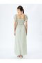 Balloon Sleeve Square Neck Gipeli Floral Long Dress Bürümcük - 4