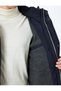Slim Fit Puffer Jacket with Detachable Hood Zipper Pocket Detail - 6