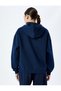 Raised Hooded College Embroidered Oversize Zippered Sweatshirt - 4