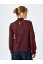 Soft Textured Stand Collar Transparent Floral Lace Blouse - 4