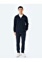 Long Sleeve Cotton Blended Slogan Embroidered Half Zip Sweatshirt - 2
