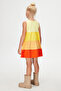 Light Yellow-Orange Layered Colorful Girls' Drawstring Strap Dress - 4