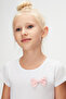 White Fuchsia Bow Fold Colorful Girl's Short Sleeve Dress - 3
