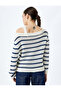 Knitwear Striped Boat Neck Long Sleeve Sweater - 4