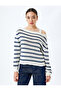 Knitwear Striped Boat Neck Long Sleeve Sweater - 3
