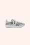 Girl's Lace-Up Glittery Silver Sneaker