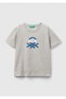 Boy's Gray Melange Benetton Summer T-shirt - Written Design