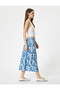 Long Floral Skirt Buttoned Viscose Standard Waist A-Line Comfortable Fit