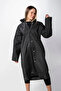 Women's Men's Raincoat Hooded Snap Fastener Evafabric Black Raincoat Windproof Durable Original - 4