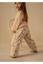 Croissant Patterned Velvet Girl Boy Wide Pants - 3