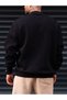 Organic Cotton Oversize Basic Crew Neck Grey/Black Melange Sweatshirt - 4