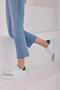 White-green Women's Lace-Up Thick-Sole Sneakers and Sports Shoes - 2