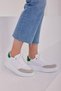 White-green Women's Lace-Up Thick-Sole Sneakers and Sports Shoes - 3
