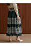 Petrol Color Floral Patterned Lace A-Line Skirt - 6