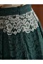 Petrol Color Floral Patterned Lace A-Line Skirt - 4