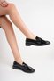 Women's Black Patent Leather Stylish Comfortable Sole Buckle Ballerinas - 4
