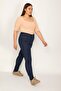 Women's Large Size Navy Blue 5 Pocket Skinny Jeans 65n26097 - 4