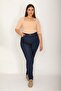 Women's Large Size Navy Blue 5 Pocket Skinny Jeans 65n26097 - 6