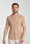 Slim Apaç Collar Men's Short Sleeve Waffle Sports Shirt with Pockets Standard Fit