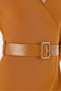 Apsen Women's Crepe Mustard Double-Breasted Belted Midi Wrap Dress 3753-100 - 9
