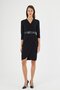 Apsen Women's Black Double-Breasted Belted Seasonal Midi Wrap Dress 3753-100