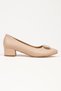 Women's Nude Stylish Buckle Short Heeled Ballerinas - 2