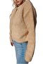 Women's Beige Gold Gold Buttoned Crew Neck Teddy Cardigan - 4