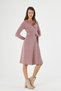 Apsen Women's Powder Double Breasted Collar Detailed Midi Winter Knitted Dress 4451-110