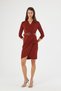 Apsen Women's Crepe Burgundy Double-Breasted Belted Midi Wrap Dress 3753-100
