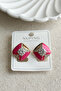 Caprea Xuping Pink Square Stone Women's Earrings Women's Xuping Earrings - 4