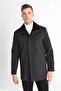 Men's Smoked Wool Blended Stamp Fur Detailed Collar Comfortable Fit Coat - 2