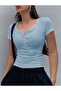 زر قصير SLEEVE CROP TOP - 4