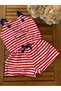 Babyaden Cotton Striped Embroidered Text Marine Knit Strap Baby Girl Romper