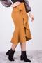Apsen Women's Mustard Seasonal Flared Midi Length Crepe Skirt 2123-80 - 3