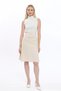 Apsen Women's Parted Knee-Length Lined Cream Flared Woven Skirt 2194-63 - 2