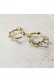Pearl and Leaf Detailed Hoop Earrings - 4