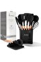 Silicone Cooking Utensil Set, 13pcs Kitchen Tools with Wooden Handles for Nonstick Cookware
