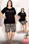Lady Plus Size Zebra Print Short-Sleeve Sleeves Lace Shorts Pajama Suit 10400