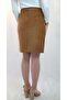 Camel Velvet Cornered Pencil Skirt - 4