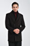 Double-Breasted Men's Cashmere Thick Coat with Ribbed Collar Standard Fit