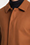 Tan Comfort Fit Long Barbary Collar Lined Cashmere Coat - 6