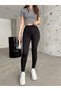 Women's Black High-Waisted Ankle-Length Skinny Stretch Fabric Pants - 5